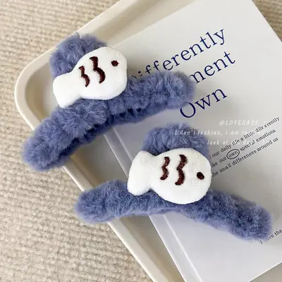 Blue Fish Plush Hair Clip for Women 2026