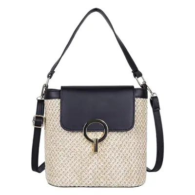 Women's 2023 Straw Bag with Buckle & Shoulder Crossbody