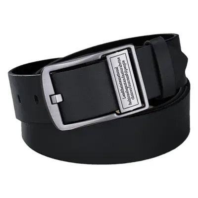 2024 Men's Black Pin Buckle Belt with Leather Tag