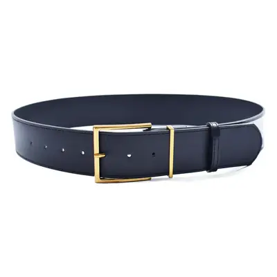 Brown Leather Belt with Gold Buckle for Men