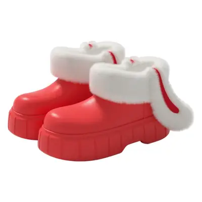 Women's Cotton Slippers with High Heel, Winter Warm, Fleece-Lined, Thick-Soled, Ultra-Comfortable, Outdoor Boots, Cotton Shoes with Rabbit Ears, Thick Sole, Non-Slip