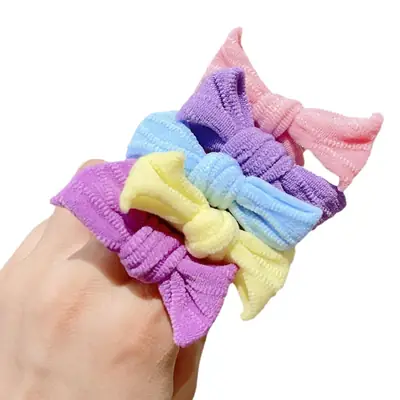 Cute Bow Hair Rings for Girls - 10 Pcs Colorful Rubber Bands