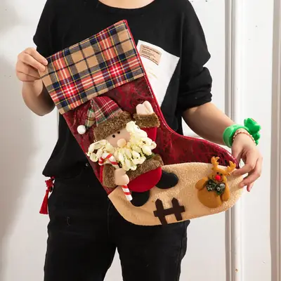 Christmas Candy Stocking with Santa Design Gift Bag