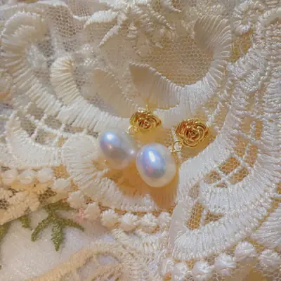 Copper Gold Pearl Earrings for Women