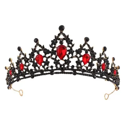 Cross-Border Bridal Crown with Red Stones