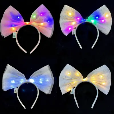 Luminous Oversized Bow Headband for Women with LED Lights