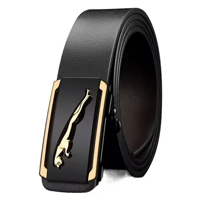 Men's Black Gold Polo Toothless Belt