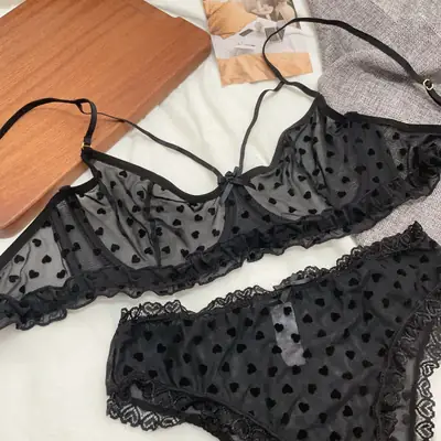 Black Lace Underwear for Women French Style