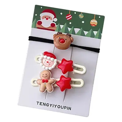 Christmas Hair Clips Set for Girls with Santa & Bear Design