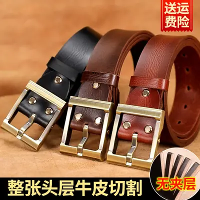 Pure Cowhide Pin Buckle Belt for Men
