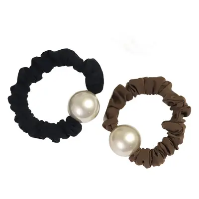Autumn 2024 Black Silk Hair Ring with Pearl