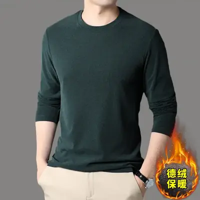 Men's Black Velvet Fleece Long Sleeve T-Shirt