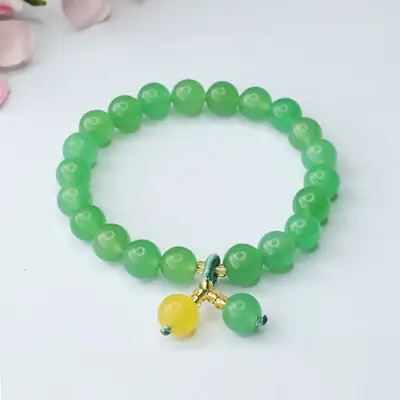 Green Aventurine Jade Bracelet with Yellow Drop