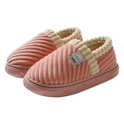 Women's Pink Cotton Slip-On Winter Slippers