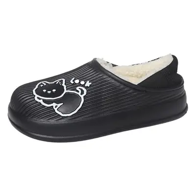 Cute Bear Embroidered Cotton Slippers for Women Winter