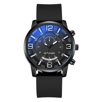 Cross-border casual blue Everbright dial quartz silicone men's watch TikTok live broadcast large digital double scale men's watch