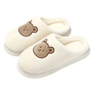 Men's Cotton Bear Slippers White Winter Indoor