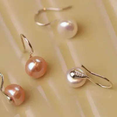 Natural Freshwater Pearl Earrings Light Luxury 925 Sterling Silver