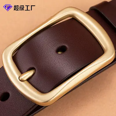Men's Polo Pin Buckle Belt Brown 3.7"