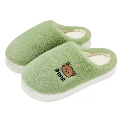 Women Winter Cartoon Bear Fur Slippers White