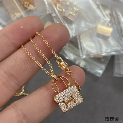 18K Rose Gold Diamond Clavicle Necklace for Women