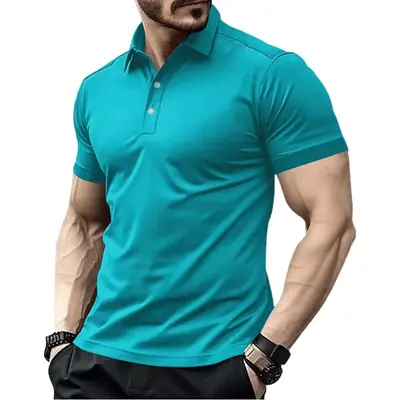 Men Red Polo Shirt Plus Size Casual Summer