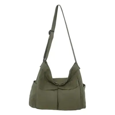 Green Multi-Pocket Shoulder Bag for Students