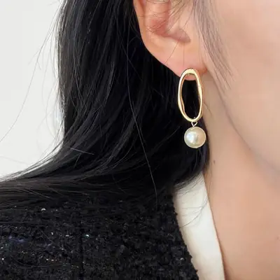 Natural Pearl Gold Earrings for Women
