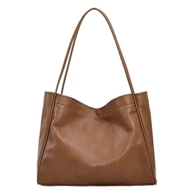 Women Large Capacity Black Leather Shoulder Bag 2023