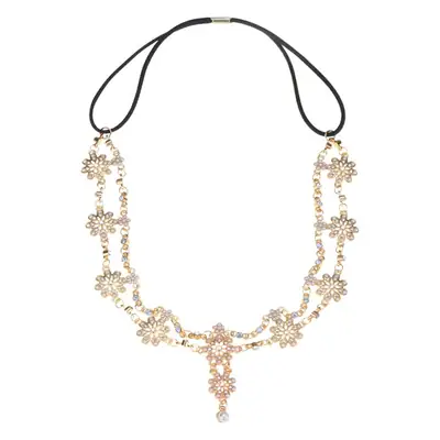 Ancient Gold Pearl Flower Tassel Hairband for Women