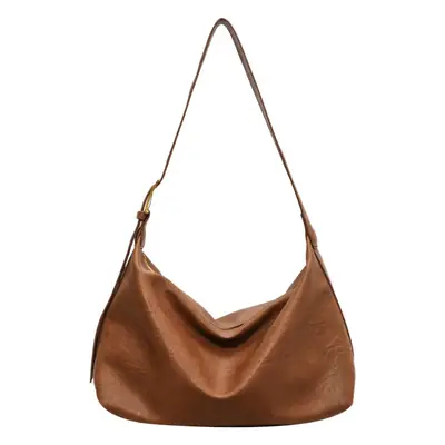 Women Large Capacity Brown Leather Shoulder Messenger Bag