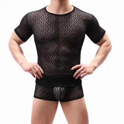 Men Muscle Shaper Mesh Underwear Beige Loose Fit