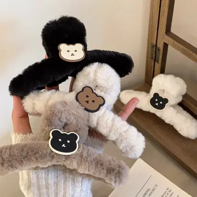 Cute Plush Bear Clip Hair Accessories for Girls