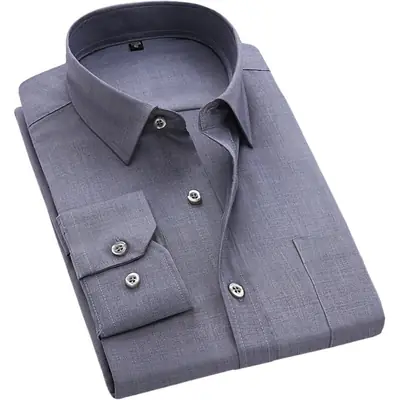 Middle-aged Men Long Sleeve White Shirt Straight Cut