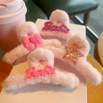 Plush Barbie Hair Grip with Sequin Bow