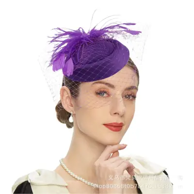 Orange Feather Hair Ornament with Net Cover for Women