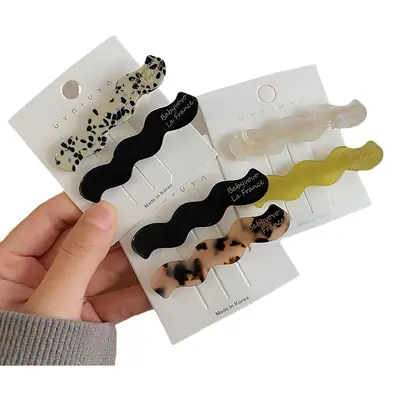 Leopard Print Acrylic Hairpins for Women