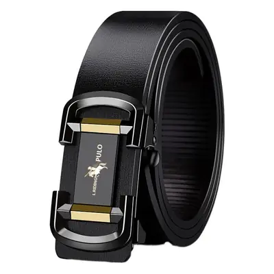 Men's Black Genuine Leather Automatic Buckle Belt