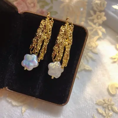Greek Lava Baroque Pearl Earrings Set