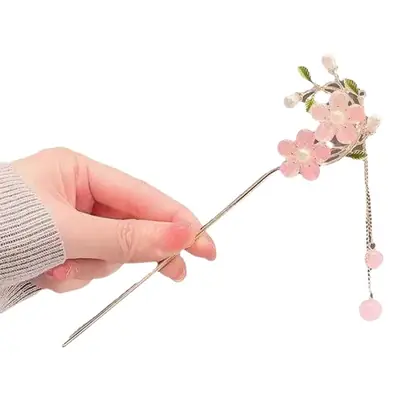 Ancient Flower Hairpin with Tassel & Chopsticks Set