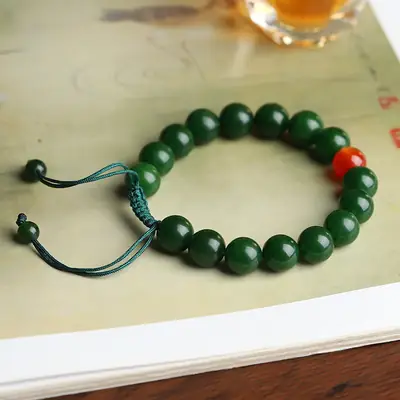 Natural Green Jade Bracelet Adjustable for Men Women