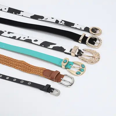 Tiffany Blue Metal Belt with Crystal Buckle