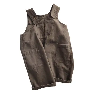 Boys Strap Pants Brown Spring Autumn Casual Kids