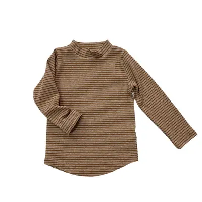 2026 Spring Boys Striped Long Sleeve T-Shirt High Neck Korean Style