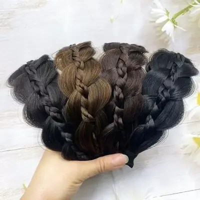 Fish Bone Braid Hair Band Wig for Women