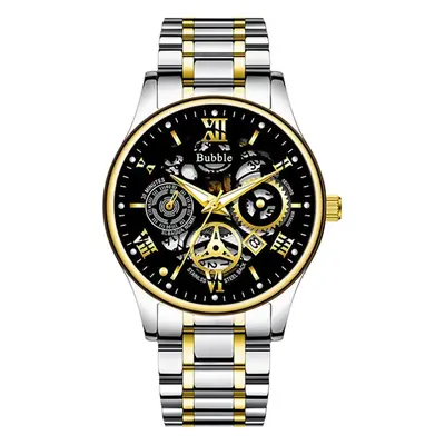 Bubble Brand Trendy High-end Light Luxury All-match Automatic Quartz Luminous Waterproof Roman Hollow Men's Watch