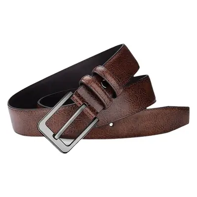 Men's Brown Leather Belt with Silver Buckle
