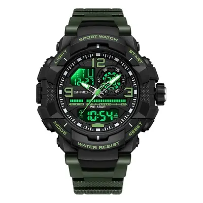 Sanda Waterproof Luminous Sports Watch Green Black