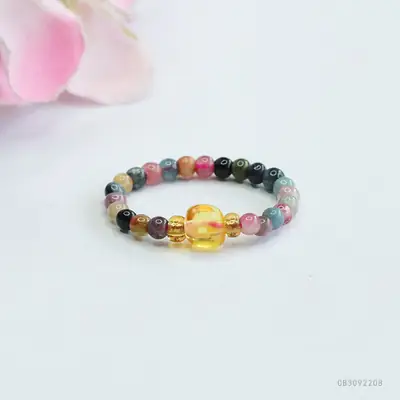 Guan Yu Natural Tourmaline Braided Ring Women's Gemstone