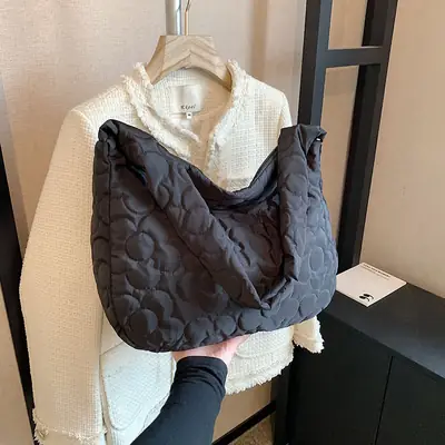Brown Quilted Shoulder Messenger Bag for Women
